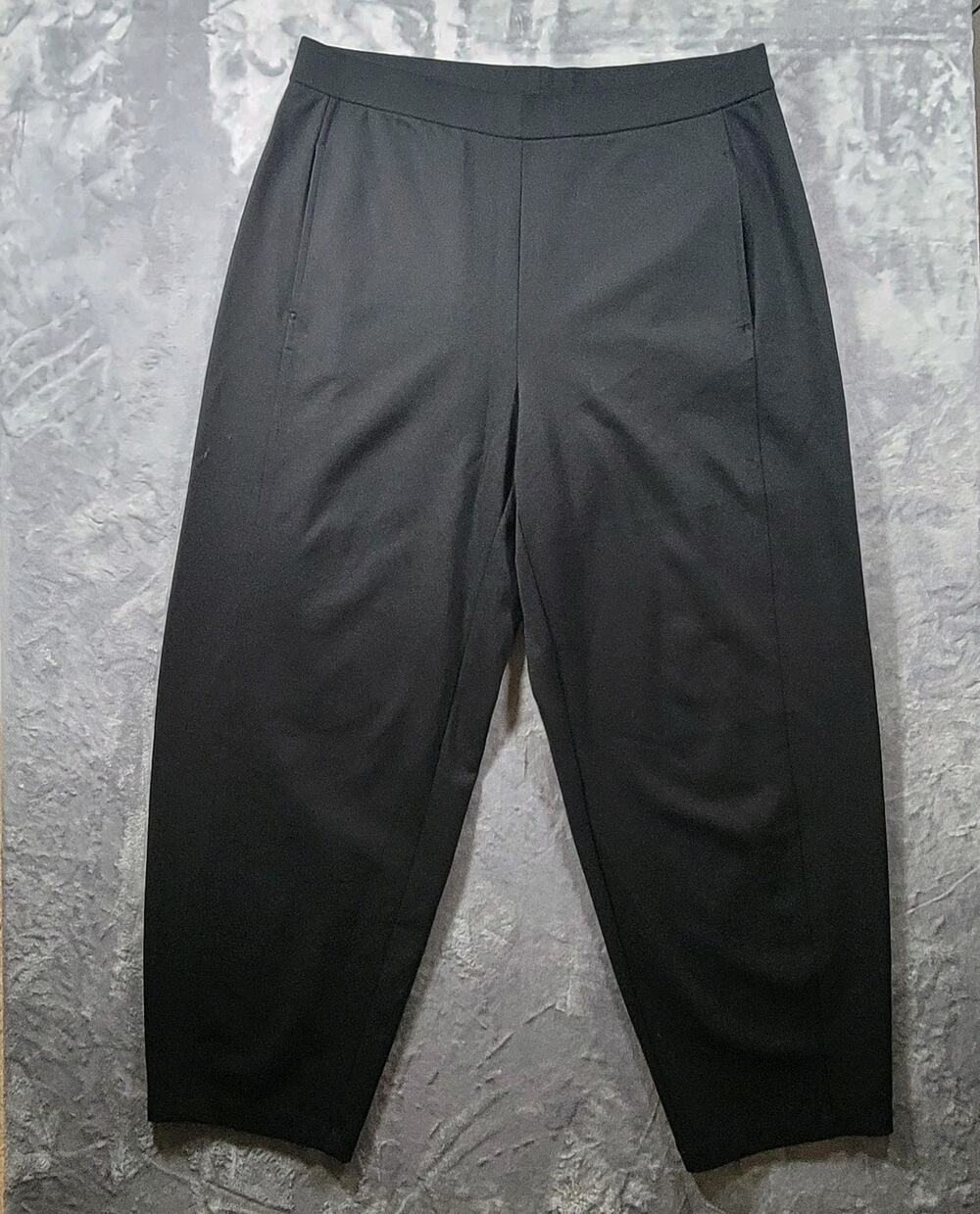 Eileen Fisher L Pullon Relaxed Tapered Ponte Stretch Pants Black
